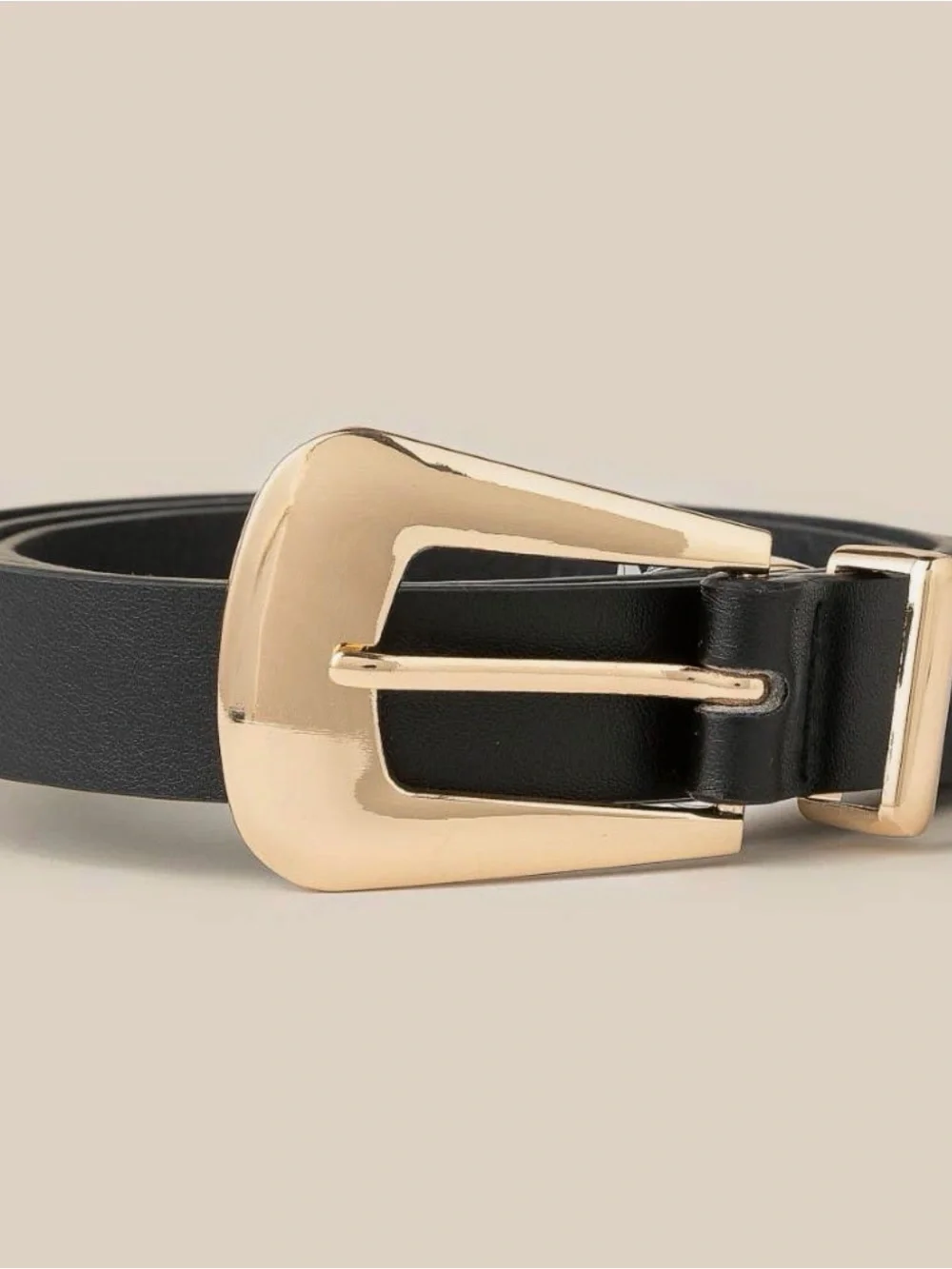 Gold Bulky Buckle Black Belt